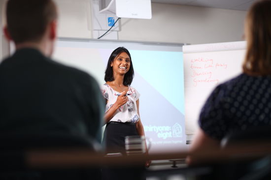 Photo of a woman delivering training